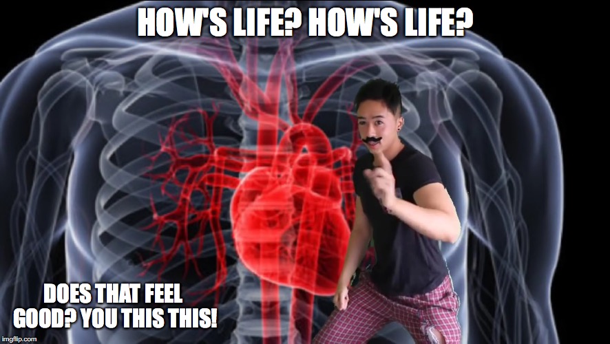 Heartbreak | HOW'S LIFE? HOW'S LIFE? DOES THAT FEEL GOOD? YOU THIS THIS! | image tagged in heartbreak,mychonny,youtube,youtuber,memes | made w/ Imgflip meme maker