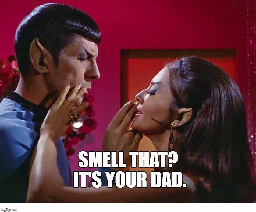 SMELL THAT? IT'S YOUR DAD. | image tagged in spockfinger | made w/ Imgflip meme maker