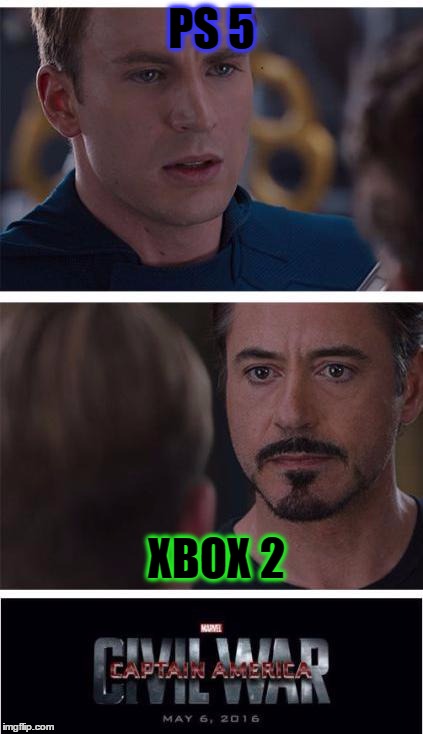 Marvel Civil War 1 Meme | PS 5; XBOX 2 | image tagged in memes,marvel civil war 1 | made w/ Imgflip meme maker