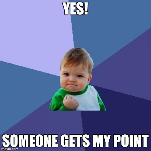 Success Kid Meme | YES! SOMEONE GETS MY POINT | image tagged in memes,success kid | made w/ Imgflip meme maker