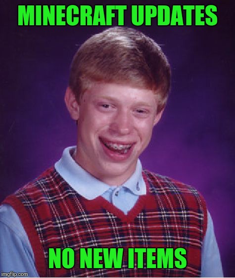 Bad Luck Brian | MINECRAFT UPDATES; NO NEW ITEMS | image tagged in memes,bad luck brian | made w/ Imgflip meme maker