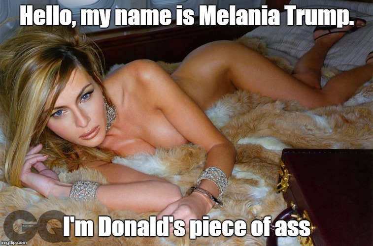 Hello, my name is Melania Trump. I'm Donald's piece of ass | made w/ Imgflip meme maker