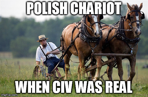 Amish farmer | POLISH CHARIOT; WHEN CIV WAS REAL | image tagged in amish farmer,civ | made w/ Imgflip meme maker