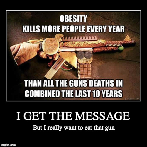 Gun Control | image tagged in funny,demotivationals,gun,gun control,fat,obesity | made w/ Imgflip demotivational maker