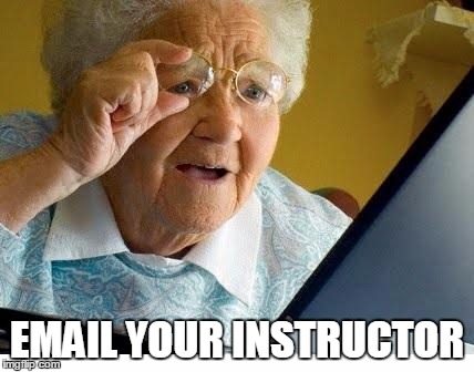 old lady at computer | EMAIL YOUR INSTRUCTOR | image tagged in old lady at computer | made w/ Imgflip meme maker