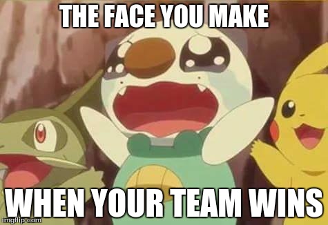 Overly Excited Oshawott | THE FACE YOU MAKE; WHEN YOUR TEAM WINS | image tagged in funny pokemon | made w/ Imgflip meme maker