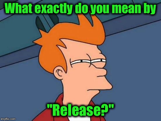 Futurama Fry Meme | What exactly do you mean by "Release?" | image tagged in memes,futurama fry | made w/ Imgflip meme maker