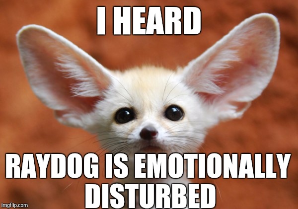 I HEARD; RAYDOG IS EMOTIONALLY DISTURBED | image tagged in stealing the front page,upvotes | made w/ Imgflip meme maker
