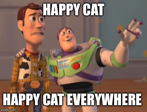 X, X Everywhere Meme | HAPPY CAT HAPPY CAT EVERYWHERE | image tagged in memes,x x everywhere | made w/ Imgflip meme maker