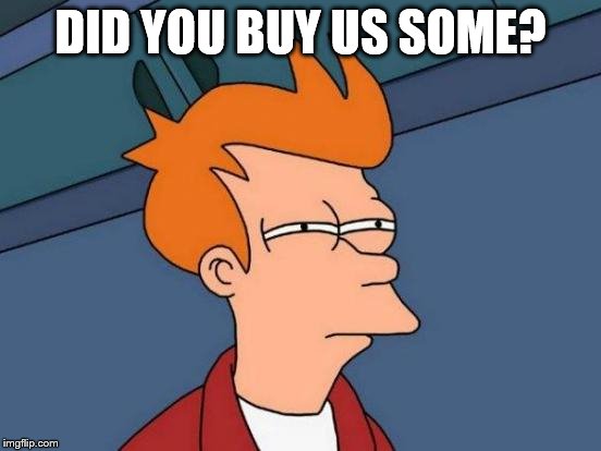 Futurama Fry Meme | DID YOU BUY US SOME? | image tagged in memes,futurama fry | made w/ Imgflip meme maker
