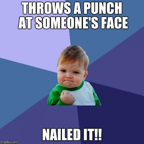 Success Kid | THROWS A PUNCH AT SOMEONE'S FACE; NAILED IT!! | image tagged in memes,success kid | made w/ Imgflip meme maker