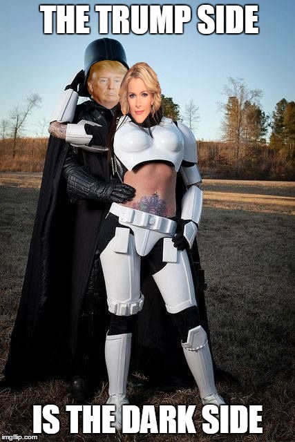 Darth Trump Big Pimpin It With Megyn "Stormtrooper" Kelly | THE TRUMP SIDE; IS THE DARK SIDE | image tagged in darth vader big pimpin | made w/ Imgflip meme maker