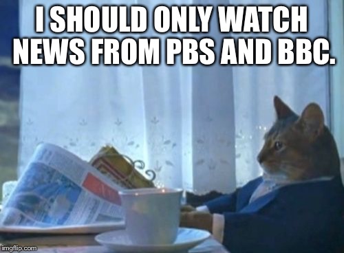 I Should Buy A Boat Cat Meme | I SHOULD ONLY WATCH NEWS FROM PBS AND BBC. | image tagged in memes,i should buy a boat cat,AdviceAnimals | made w/ Imgflip meme maker