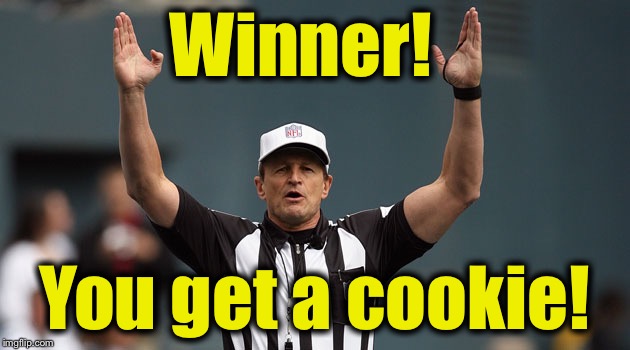 Touchdown Ref | Winner! You get a cookie! | image tagged in touchdown ref | made w/ Imgflip meme maker