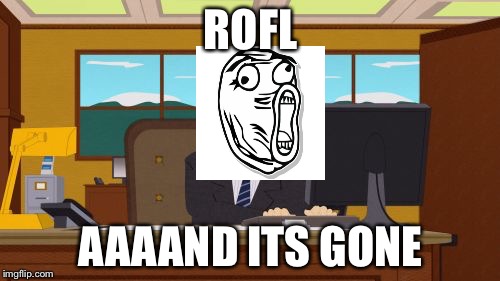 Aaaaand Its Gone Meme | ROFL; AAAAND ITS GONE | image tagged in memes,aaaaand its gone | made w/ Imgflip meme maker