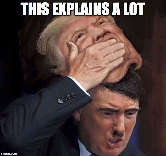 THIS EXPLAINS A LOT | image tagged in trump hitler in disguise | made w/ Imgflip meme maker