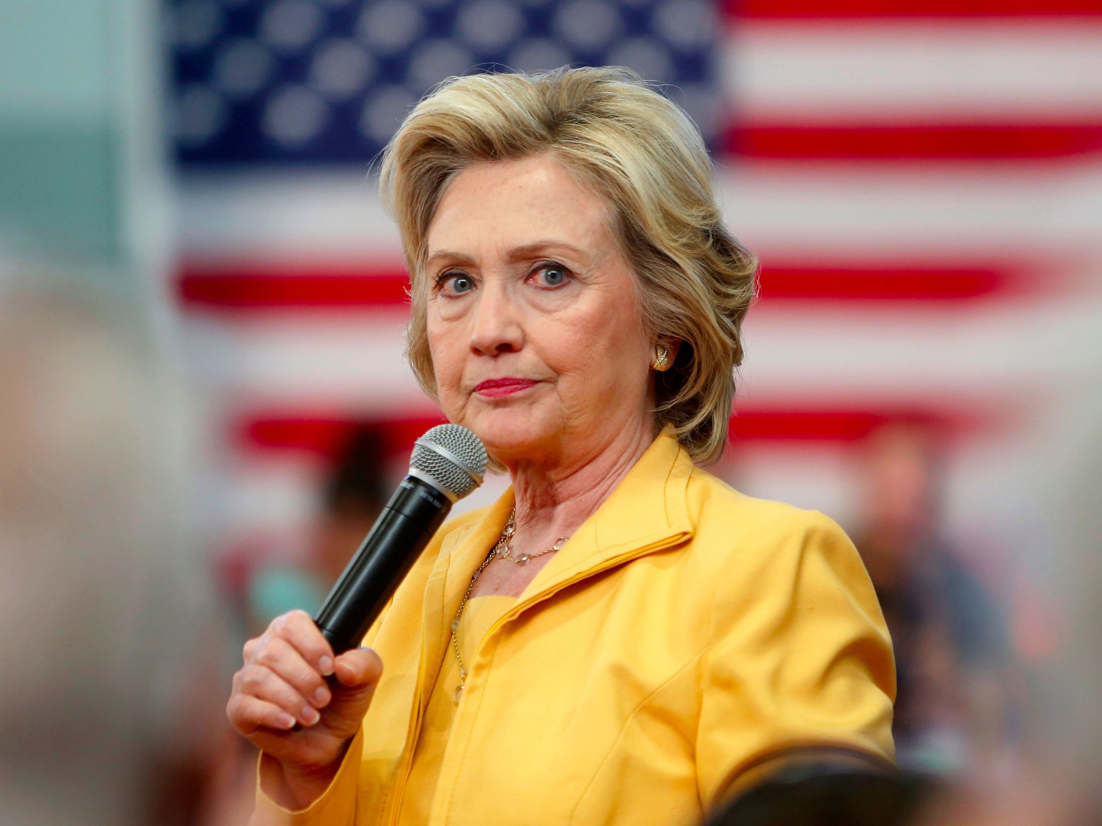 Hillary in yellow - lg Blank Meme Template