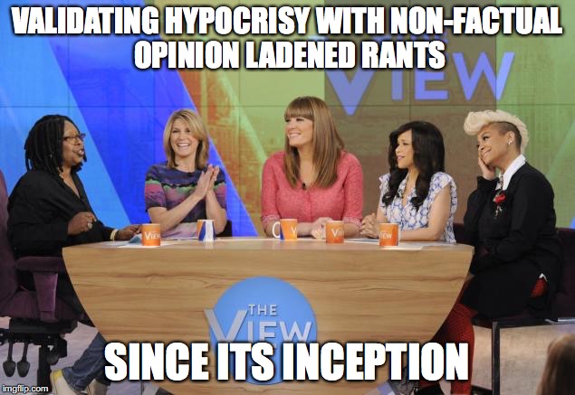 The View | VALIDATING HYPOCRISY WITH NON-FACTUAL OPINION LADENED RANTS; SINCE ITS INCEPTION | image tagged in the view | made w/ Imgflip meme maker
