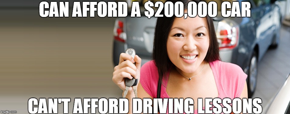 In Gren a Waverrey... | CAN AFFORD A $200,000 CAR; CAN'T AFFORD DRIVING LESSONS | image tagged in asian driver,road rules,stereotype,bad driver,glen waverley | made w/ Imgflip meme maker