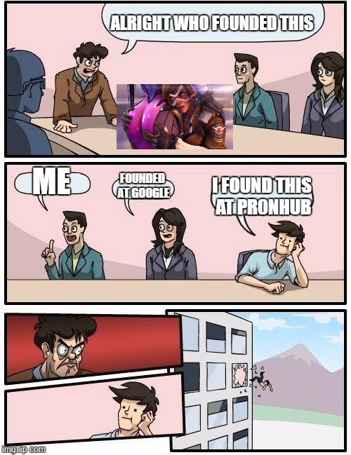 Boardroom Meeting Suggestion Meme | ALRIGHT WHO FOUNDED THIS ME FOUNDED AT GOOGLE I FOUND THIS AT PR0NHUB | image tagged in memes,boardroom meeting suggestion | made w/ Imgflip meme maker