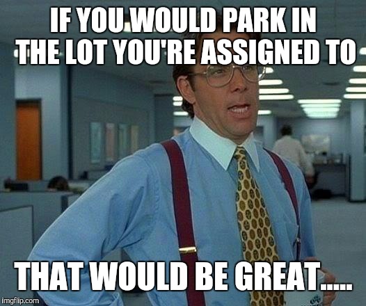 That Would Be Great Meme | IF YOU WOULD PARK IN THE LOT YOU'RE ASSIGNED TO; THAT WOULD BE GREAT..... | image tagged in memes,that would be great | made w/ Imgflip meme maker