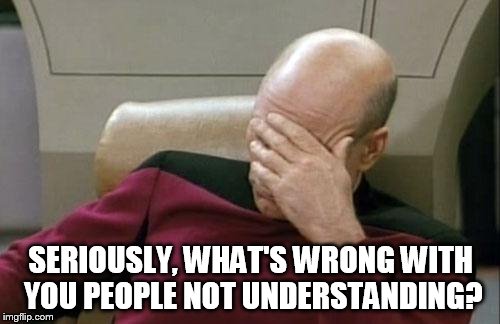 Captain Picard Facepalm Meme | SERIOUSLY, WHAT'S WRONG WITH YOU PEOPLE NOT UNDERSTANDING? | image tagged in memes,captain picard facepalm | made w/ Imgflip meme maker