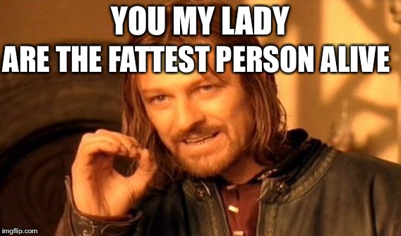 One Does Not Simply Meme | YOU MY LADY; ARE THE FATTEST PERSON ALIVE | image tagged in memes,one does not simply | made w/ Imgflip meme maker