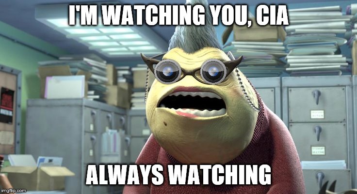 I'm watching you (the testing). | I'M WATCHING YOU, CIA; ALWAYS WATCHING | image tagged in monsters inc,books,camera,funny memes,meme,memes | made w/ Imgflip meme maker