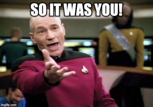 Picard Wtf Meme | SO IT WAS YOU! | image tagged in memes,picard wtf | made w/ Imgflip meme maker