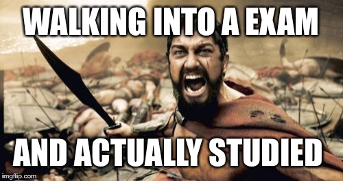 Sparta Leonidas | WALKING INTO A EXAM; AND ACTUALLY STUDIED | image tagged in memes,sparta leonidas | made w/ Imgflip meme maker