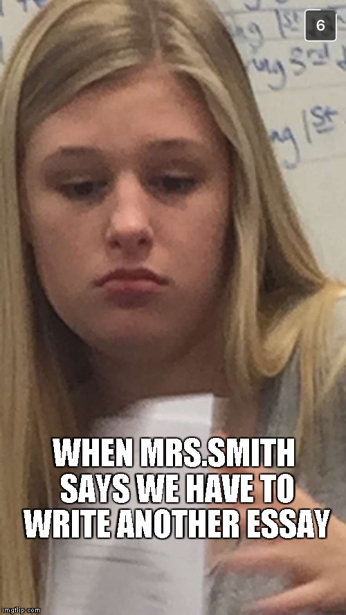 essay disappointment | WHEN MRS.SMITH SAYS WE HAVE TO WRITE ANOTHER ESSAY | image tagged in memes | made w/ Imgflip meme maker