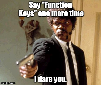 Say That Again I Dare You | Say "Function Keys" one more time; I dare you. | image tagged in memes,say that again i dare you | made w/ Imgflip meme maker