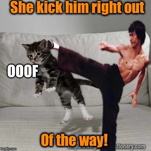 She kick him right out Of the way! | made w/ Imgflip meme maker
