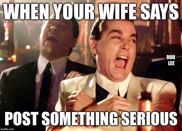 Rod Lee | WHEN YOUR WIFE SAYS; ROD LEE; POST SOMETHING SERIOUS | image tagged in memes,good fellas hilarious | made w/ Imgflip meme maker