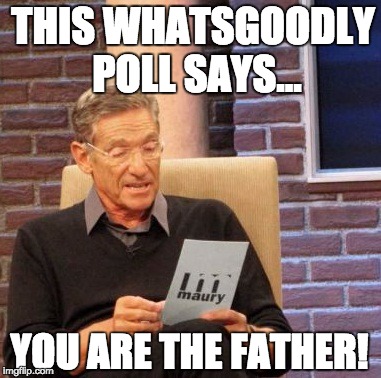 Typical Maury | THIS WHATSGOODLY POLL SAYS... YOU ARE THE FATHER! | image tagged in memes,maury lie detector,father,child,funny memes | made w/ Imgflip meme maker