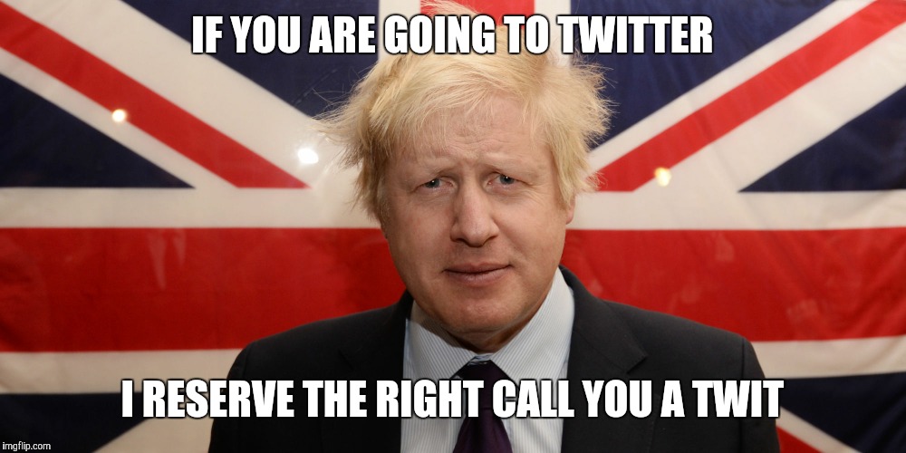 IF YOU ARE GOING TO TWITTER; I RESERVE THE RIGHT CALL YOU A TWIT | image tagged in memes,britain,boris johnson,twitter | made w/ Imgflip meme maker