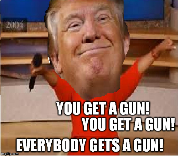 trump  winfrey | YOU GET A GUN!                

YOU GET A GUN! EVERYBODY GETS A GUN! | image tagged in donald trump | made w/ Imgflip meme maker