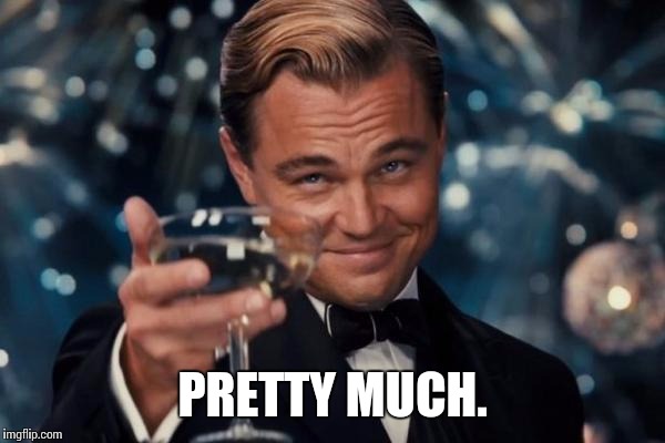 Leonardo Dicaprio Cheers Meme | PRETTY MUCH. | image tagged in memes,leonardo dicaprio cheers | made w/ Imgflip meme maker