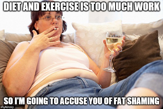 DIET AND EXERCISE IS TOO MUCH WORK SO I'M GOING TO ACCUSE YOU OF FAT SHAMING | made w/ Imgflip meme maker
