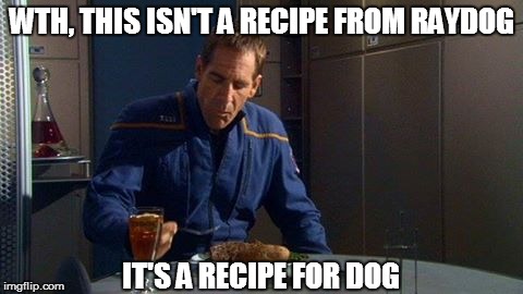 WTH, THIS ISN'T A RECIPE FROM RAYDOG; IT'S A RECIPE FOR DOG | image tagged in archer enterprise | made w/ Imgflip meme maker