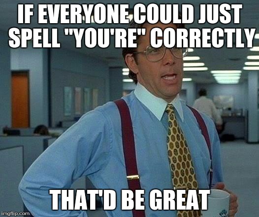 That Would Be Great Meme | IF EVERYONE COULD JUST SPELL "YOU'RE" CORRECTLY; THAT'D BE GREAT | image tagged in memes,that would be great | made w/ Imgflip meme maker