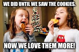 WE DID UNTIL WE SAW THE COOKIES. NOW WE LOVE THEM MORE! | made w/ Imgflip meme maker
