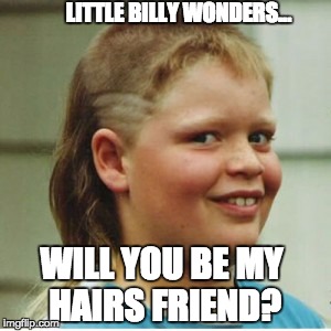Billy's Hair Needs a Friend | LITTLE BILLY WONDERS... WILL YOU BE MY HAIRS FRIEND? | image tagged in funny memes,funny haircut,awkward,too funny,memes | made w/ Imgflip meme maker