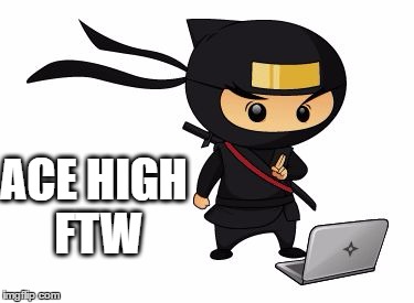 Ninja laptop guy | ACE HIGH FTW | image tagged in ninja laptop guy | made w/ Imgflip meme maker