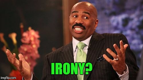 Steve Harvey Meme | IRONY? | image tagged in memes,steve harvey | made w/ Imgflip meme maker