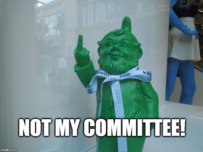 NOT MY COMMITTEE! | image tagged in rude gnome | made w/ Imgflip meme maker