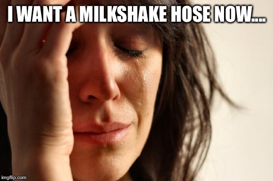 First World Problems Meme | I WANT A MILKSHAKE HOSE NOW.... | image tagged in memes,first world problems | made w/ Imgflip meme maker