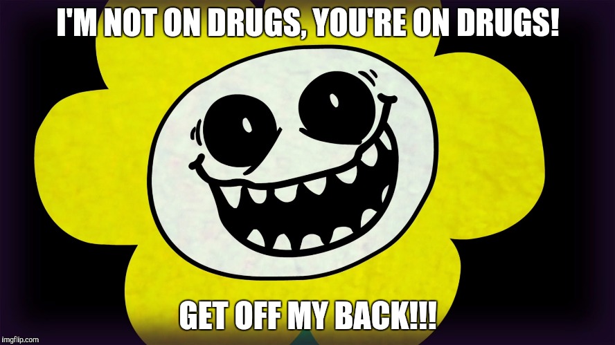 Undertale | I'M NOT ON DRUGS, YOU'RE ON DRUGS! GET OFF MY BACK!!! | image tagged in undertale | made w/ Imgflip meme maker