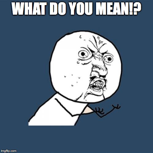 Y U No | WHAT DO YOU MEAN!? | image tagged in memes,y u no | made w/ Imgflip meme maker