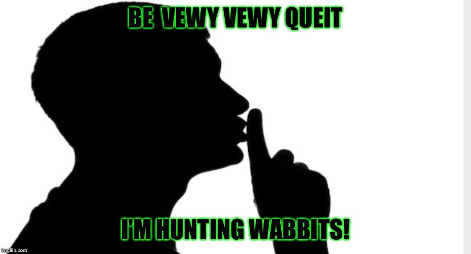 IT'S WABBIT SEASON | BE  VEWY VEWY QUEIT; I'M HUNTING WABBITS! | image tagged in bugs bunny,memes | made w/ Imgflip meme maker